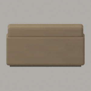Upholstered seat module; front; CAD-derived unvalidated concept