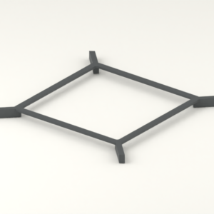 Bedside lower-shelf corner cradle — concept; hero; CAD-derived unvalidated concept
