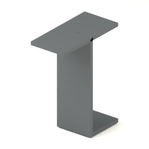 Desk-tray J hanger — 83 mm concept; hero; CAD-derived unvalidated concept