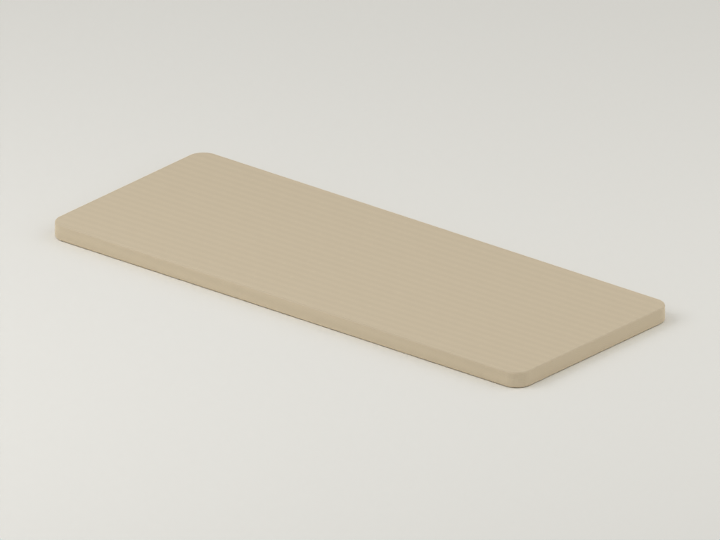 CAD-derived concept illustration of Portal bench seat — 1100 × 430 × 30 mm concept